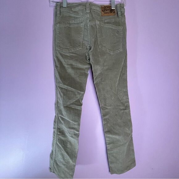 Volcom Chino Pants Sage Green Ribbed Corduroy Straight Leg Womens Size 24 - Picture 5 of 8